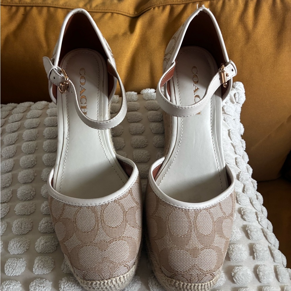 Coach Women's Tan Espadrille Wedges
